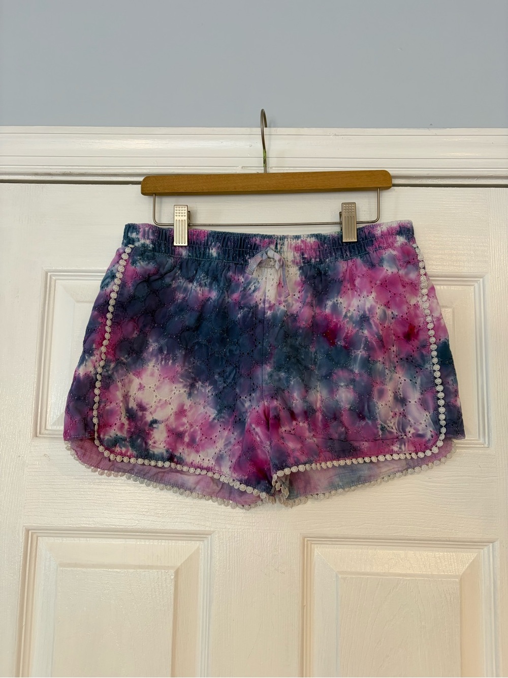 Tie-Dye Pom Trim Shorts